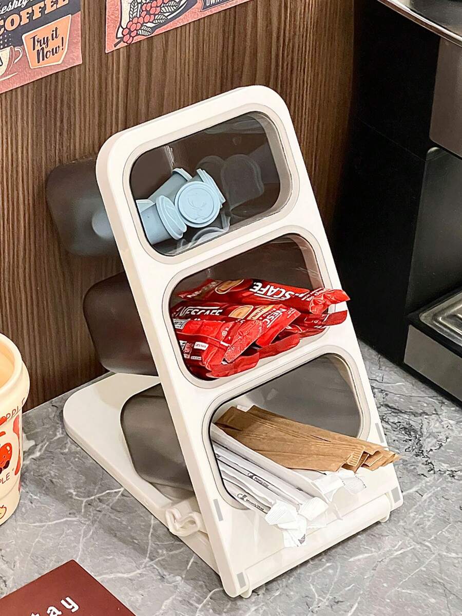 1pc New Practical Desktop Storage Rack, Independent 3-Tier Design, Multi-Purpose Home Storage Rack, Open Storage, Can Hold Lipsticks, Perfumes, Mugs, Seasonings, Coffee Cans And Other Skincare And Cosmetic Items - Space-Saving Countertop Display Shelf
