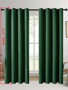 1pc/2pcs Solid Color Polyester Curtains, Energy Blackout Light Blocking Thermal Insulated Curtains For Kitchen, Dining Room, Living Room, Bedroom, Study Room In Black, Deep Grey - Dark Green - View 51