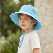 男童透气宽檐遮阳帽，侧边网眼设计，可调节帽带 - 1PC - 查看 21