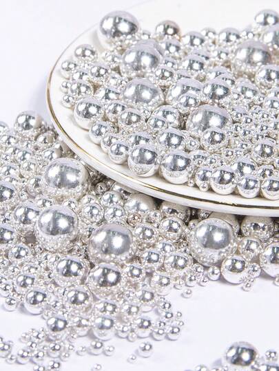 130g/4.59oz Hạt ngọc trai tròn dùng để trang trí bánh, thích hợp cho kem, bánh cupcake, bánh nướng, lý tưởng cho các món tráng miệng trong đám cưới, sinh nhật, tiệc Giáng sinh, chỉ dùng để trang trí, không ăn được.