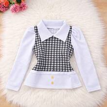 Girls' Long-Sleeved Plaid Shirt For Cold Winter Weather - Ribbed Children's Shirt, Sizes 2-12 Years. - WHITE - 1 PIECE - View 2