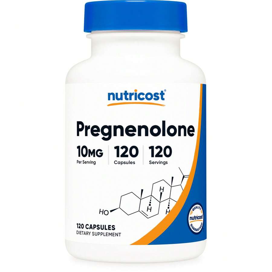 Nutricost Pregnenolone 10mg, 120 Capsules - Non-GMO, Gluten Free, Vegetarian Capsules | Non-GMO, Gluten Free, Vegetarian, Nutricost, Supplement, Premium Quality, 120 Capsules - 其他 - 查看 1