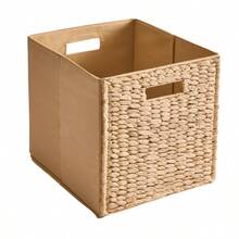 Water Hyacinth Woven Collapsible Storage Cube, Space-Saving Organizer For Bedroom & Playroom - 自然的 - 查看 2