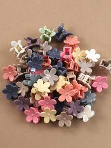 20pcs/Set Muted Tone Floral Small Hair Clips, Minimalist Shark Claw Clips For Bangs & Flyaways, Petite Size, Elegant Princess Hair Accessories - Multicolor - View 4
