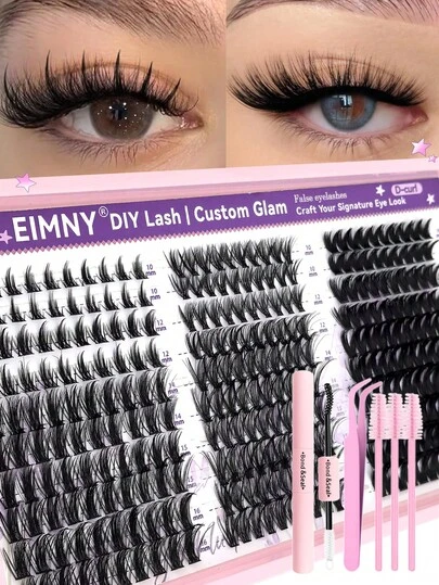 Eimny 300Pcs 3 Styles Lash Clusters Kit Natural Spike 40D And Manga Volume Eyelash Extensions Wispy Fairy Fluffy Cluster Lashes C Curl 10-18mm Individual Lash Extension With Bond And Seal For Daily Makeup And Cosplay