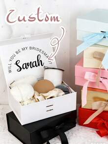 Customized Gift Box, Personalized Gift Box, Romantic Gift Box, Customized Party Decorations, Available In Multiple Colors, Blank Personalized Gift Box, Suitable For Celebrating Birthdays With Family, Friends, Relatives And Colleagues, Personalized Bridesmaid Invitation Box | Bridal Party | Bridesmaid Gift - Multicolor - View 6