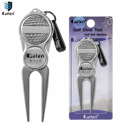 1pc High Quality Zinc Alloy Golf Course Repair Tool, Featuring Strong Magnet Design To Prevent Loss, Corrosion-Resistant. Includes Two Detachable Ball Markers. Easily Repair Ball Marks On Golf Course. Portable Golf Tool, Essential For Golf Training And Matches, An Ideal Gift For Golfers.