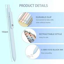 Morandi Pastel Retractable Gel Pens, 5-Pack Black Ink Smooth Writing Pens For School, Office & Journaling - Sets - View 3