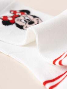 Disney 5 pares de calcetines de tripulación genuinos de la familia Mickey Mouse para niños, diseño de dibujos animados lindos, calcetines de estudiante cómodos, transpirables y de moda, ideales para uso diario, regreso a la escuela y regalos festivos - Multicolor - Ver 4