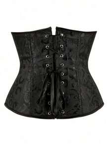 1pc Elegant Steampunk Women Jacquard Scroll Pattern Hook And Eye Fashion Corset Belt For Clothes Decoration Halloween Waist Trainer - 綠色 2 - 查看 3