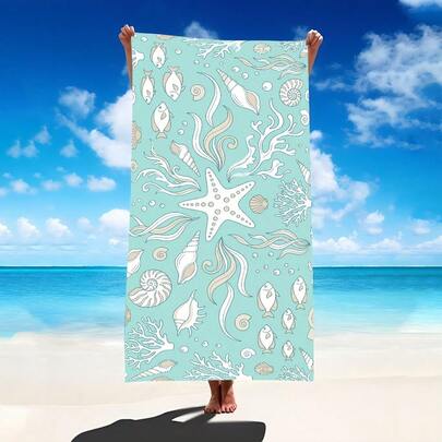 Khăn tắm biển họa tiết sao biển và vỏ sò, chất liệu microfiber siêu mềm, cỡ lớn, thấm hút cực tốt, thích hợp cho du lịch, hồ bơi, lặn, lướt sóng, yoga, cắm trại. Có nhiều kích cỡ khác nhau, phụ kiện đi biển.