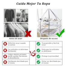 Tendedero de Malla Plegable de 3 Niveles para Colgar y Secar Suéteres Resistente al Viento Estante de Secado Grande para Lavandería Secadora de Malla Plegable para Ropa Portable - Blancosanceng - Ver 4