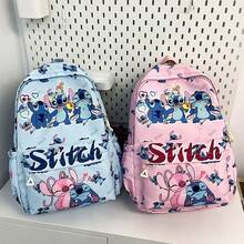 Stitch Pattern Backpack, Ideal For Students And Travelers - Bright Pink Multi-Compartment Everyday Backpack Adorned With Lilo And Stitch Patterns - Large Capacity Backpack With Side And Front Pockets - Ergonomic And Comfortable Shoulder Design, Perfect For School - Also Suitable For Outdoor Leisure - Multicolor - View 4