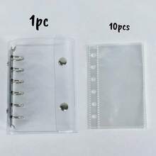 Carpeta de anillas transparente portátil A7 con diseño de doble hebilla, puede almacenar fotos hermosas. Se puede usar para exhibir colecciones de pegatinas, aplicable a libros de pegatinas, cuadernos, artículos de oficina, útiles escolares y útiles de regreso a la escuela. - multicolor - Ver 11
