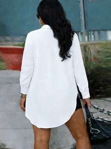 New Arrival, Versatile 4-Season Fashion Women's Shirt, Commuting & Casual, Button-Up Design White - White - View 2