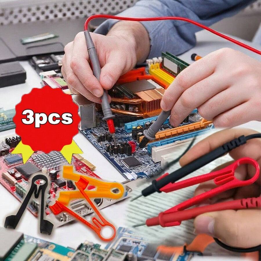3 buc cleme universale pentru multimetru, suport pentru sondă multimetru, instrument auxiliar pentru operare cu o singură mână și accesoriu pentru clemă sondă, poate fixa ferm indicatorul multimetrului, compatibil cu sonde și componente ascuțite comune, pentru reglarea dispozitivelor/înregistrarea datelor, accesorii de reparare a circuitelor, potrivite pentru soclul sondei multimetrului de 8 mm - 3 bucăți - Vizualizare 1