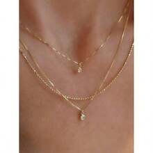 1pc Delicate Pendant Stack Necklace For Women Ladies' Fashion Metal Necklace Suitable For Women's Daily Wear Dates And Parties. Random Style - Phong cách ngẫu nhiên vàng - Xem 10
