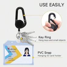 Retractable Key Chain, Heavy Duty Multifunctional Carabiner ID Holder, Retractable Key Chain With ID Holder, Upgraded Version With Carabiner Belt Clip And Key Ring, Unisex - Multicolor - View 2