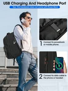 NEWHEY Laptop Backpack 15.6 Inch For Men Women Large Travel Backpacks Waterproof Computer Backpack For Work TSA Friendly Carry On Backpack With USB Port - Multicolor - View 4