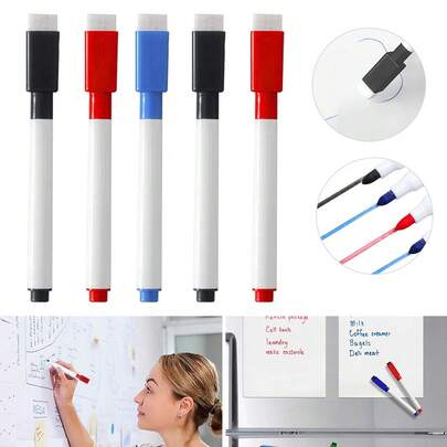 15PCS Whiteboard Marker Pens With Dry Wipe Erase Pen Eraser Lid Au Stock