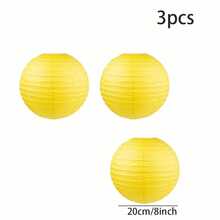 14 pièces Ensemble combiné de lanternes en papier et boules de fleurs en papier sur le thème du citron, lanternes en papier jaunes rondes pour la décoration de fête, décoration de mariage, ornements de jardin à suspendre - Multicolore - Voir 8