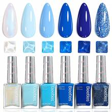 Beetles 6 Colors 7.5ml/0.25 Fl Oz Nail Polish Set - Love In Echo Quick Dry Spring Formula, Salon Long Lasting DIY Pastel Nail Art Gifts For Women - 6 Colors Ocean Starlight - 查看 9