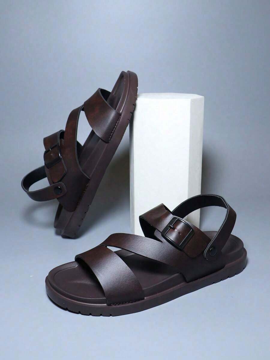 Men's Summer PU Dual-Use Sandals, Thick-Soled Lightweight EVA Men Casual Slippers - Brown - View 1