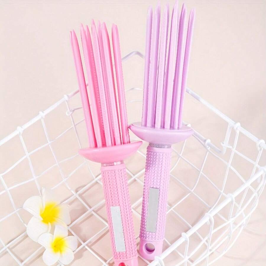 Lược uốn tóc tròn WANMEI, máy uốn tóc không dùng nhiệt, lược tạo kiểu tóc, lược uốn tóc bồng bềnh, dụng cụ tạo kiểu tóc, tạo lọn tóc xoăn tự nhiên, thích hợp sử dụng tại salon, nhà, chăm sóc tóc cá nhân, sản phẩm tạo kiểu, quà tặng ngày Valentine, vật dụng cần thiết cho năm học mới.