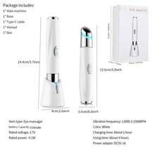 350mAh电动面部及眼部按摩器，带微振动和加热功能，放松眼部肌肤，淡化黑眼圈、眼袋和皱纹 - 白色 - 查看 12