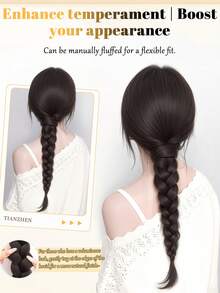 Synthetic Braided Wig, Elastic Hairband Ponytail, Slouchy Hairstyle Long Braid Fake Ponytail - Multicolor - View 6