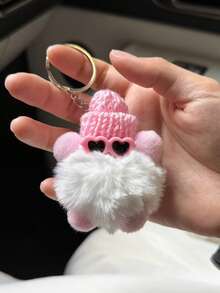 2pcs/1pc Pink & White Fluffy Pom Pom Keychain, Versatile Fashion Accessory For Couples, Suitable For Party, Cosplay, Outdoor, Commute, Beach, Outfit Matching, Makeup, Dance Party, Photography, Role-Playing, Holidays - Multicolor - View 7