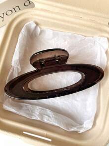 2个/1个超大号11.2厘米/4.41英寸女士红/棕色亮面轻便塑料发夹，时尚百搭优雅简约纯色发爪，适合日常休闲、派对、通勤、海滩、丸子头、马尾辫、洗脸、化妆、夏季服装配饰 - 彩色 - 查看 5