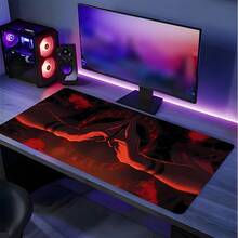 Anime Hand Seal Red & Black XXL Extended Gaming Mouse Pad, Large Desk Mat With Non-Slip Rubber Base, Stitched Lock Edge Washable Desktop Pad, Suitable For Gaming Setup Home Office, Ideal Gift For Gamers & Anime & Aesthetic Fans - View 10