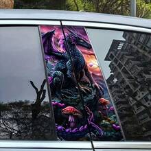 2pcs High-Quality Waterproof Vinyl Stickers, Designed Specifically For Car B-Pillars, Also Includes 1 Innovative B-Pillar Protective Film With Western Dragon Pattern. These Stickers Are Suitable For Use On Vehicles, Walls, And Glass Windows. - A - View 3