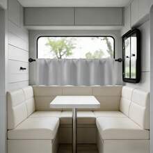 Cortina pequeña opaca, cortina para ventana de caravana/autocaravana, cortina parasol, diseño minimalista de unicolor, con bolsillo para barra para una fácil instalación, adecuada para caravana, autocaravana, dormitorio, sala de estar, cocina - Gris 1 pieza - Ver 3