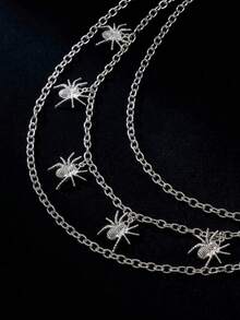 1pc Gothic Punk Style Pants Chain With Spider & Skull Pendant, Suitable For Men & Women To Pair With Jeans, Casual Pants, Daily Wear And Street Party - Silver - View 6