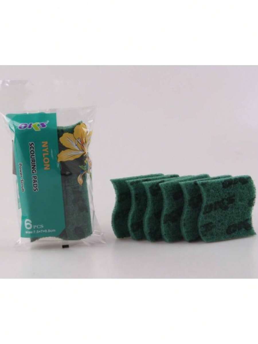 OKS 6片装尼龙强力百洁布 - 强力厨房清洁海绵，适用于碗碟和锅具 - / - 查看 1