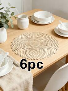 1/4/6pcs Minimalist Fashion Creative Polka Dot PVC Gold Foil Placemats, Minimalist Stylish Coasters, Coffee Machine Mats, Non-Slip Heat-Resistant Tablemats, Suitable For Wedding Party, Holiday Celebration, Picnic, Birthday Banquet Table Decor - Multicolor - View 7