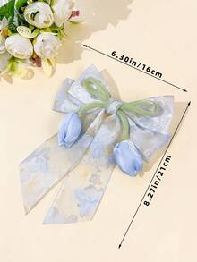 1 Stück Süße Mode Blumen Mesh Tulpe Blume Haarspange für Frauen, vielseitig minimalistischer eleganter Haarschmuck mit Schleife, geeignet für tägliche Fahrten, Festivals, Partys, Geburtstage, Reisen, Fotografie, jede Gelegenheit, tolles Geschenk für die beste Freundin, Haarklammern, Sommer, Feiertage, Party - Verschiedenfarbig - Übersicht 8