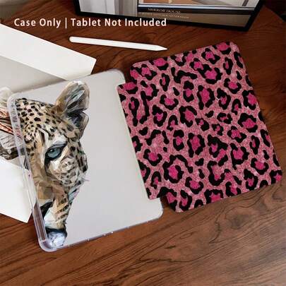 1 chiếc ốp lưng máy tính bảng gập gọn họa tiết da báo, đa góc nhìn, tiện dụng cho công việc và giải trí, có khe cắm bút, phù hợp với iPad Pro 2024/Air M3/A16 2025, lý tưởng cho công việc, du lịch và thư giãn tại nhà.