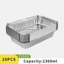 20个一次性加厚铝箔长方形餐盒，外卖盒，耐热，适用于烤箱和空气炸锅 - 銀色 - 查看 12