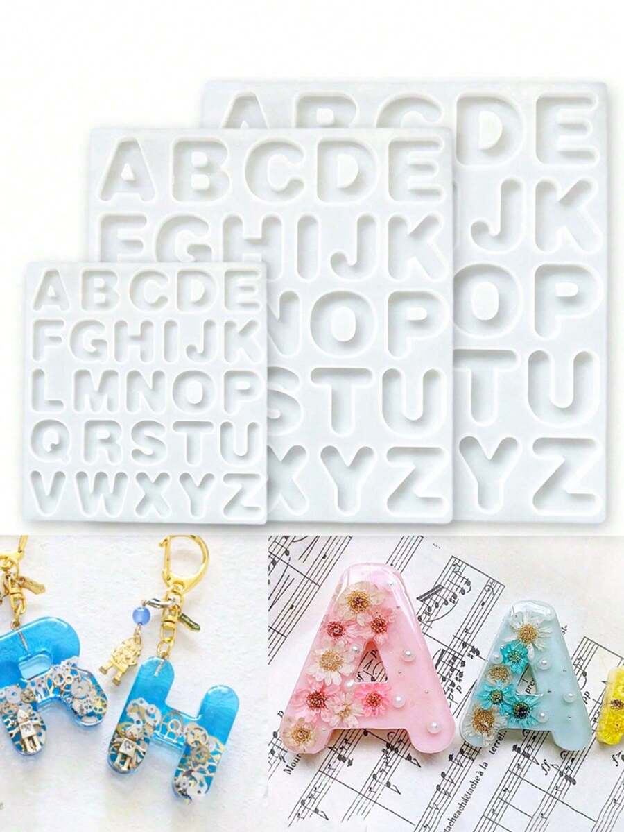 1/3 Set 26 Alphabet Molds Resin Keychain Silicone Molds Suitable For DIY Keychain Jewelry Pendant Gift Making Jewelry Making Tools Home Decor - Multicolor - View 1