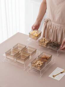 1 Set Transparent Acrylic Base Dish Set, Snack Candy Dried Fruit Cookie Storage Set, Wedding Party Holiday Decoration Display - Amber - View 6