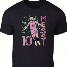 2026 Newest Style: Cute T-Shirts For Girls Men's T-Shirt  Sports Style  No. 10 Player Pattern Summer Casual Wear Suitable As A Gift For Football Fans And Friends Exclusive For Fans. Women's Casual Cotton T-Shirt-A Soft, Breathable, And Lightweight Short-Sleeve Top Featuring A Classic Crew Neck And A Relaxed, Loose-Fitting SilhouetteThis Wardrobe Staple Is Perfect For Summer Daily Wear And Street-Style Outfits, Offering Comfortable And Roomy Fit For Both Young Women And Ladies.Availableinsolidcolorsorstylishprints,Thisversatilecasualtopissuitableforawiderangeofoccasions-Includingvacations,Shoppingtrips,Dates,Andsportsactivities-Andiscraftedfromhigh-Quality,Stretchyfabricforacute,Aesthetic. - 黑色 - 查看 1
