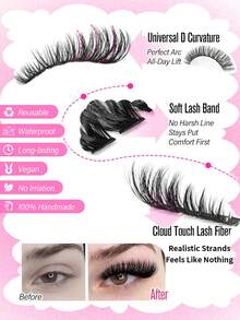 800pcs Cluster False Eyelashes Set: Includes A Mix Of 30D, 40D, 50D, 60D, 80D And 100D Styles. Made With 0.07mm Synthetic Mink Fibers, Featuring Natural Curls And Lengths Ranging From 8mm To 16mm, Suitable For Beginners. - 白色 - 查看 4