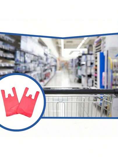 50/60/80/90/100/120/150/160/180/200 chiếc túi nhựa kiểu áo thun có tay cầm, túi mua sắm bằng polyethylene bền chắc dùng để đựng thực phẩm, rau củ, trái cây, đồ ăn nhẹ - tiện lợi cho siêu thị, nhà hàng, cửa hàng bán lẻ và sắp xếp đồ đạc trong nhà.