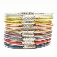 9pcs/Lot Glitter Jelly Bangles Bracelets Mix Metal Glitter Bracelet For Women Buddha Girls Bracelet - Silver Racer Head 9th Floor - View 10