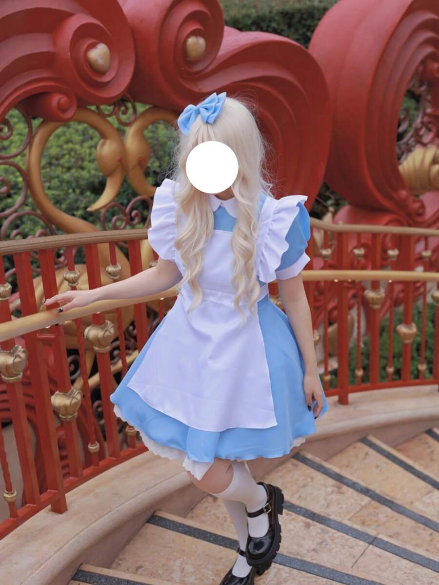 逃跑公主愛麗絲藍色洋裝女僕裝法式甜美青春萬聖節服裝 - 藍色 - 查看 1