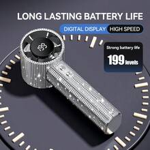 Luxury Full Diamond Portable Handheld Mini Electric Fan, 199 Adjustable Speed Turbo Fan With LED Display, USB Rechargeable, Summer Home Office Outdoor Gift - Multicolor - View 7