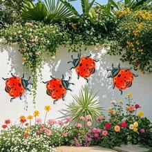 4pcs Metal Ladybug Wall Art Decor, Suitable For Garden, Yard, Living Room, Bedroom, Patio, Balcony - No Electricity Needed, Outdoor Fence Art Decoration, Ideal Gift For Family And Friends - Metal Ladybug - View 6